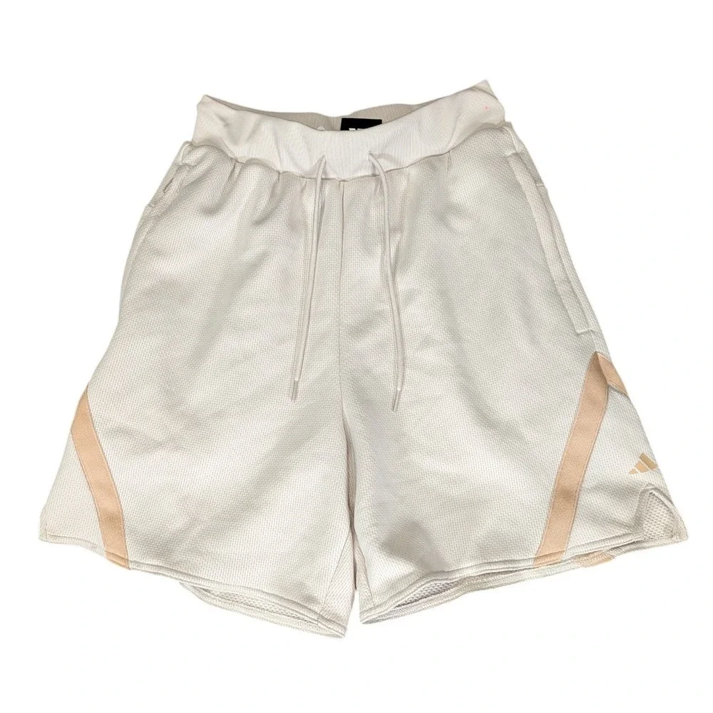 Adidas Basketball Select Shorts Mens XS 7 Inch Off White Tan IC2409 NWT